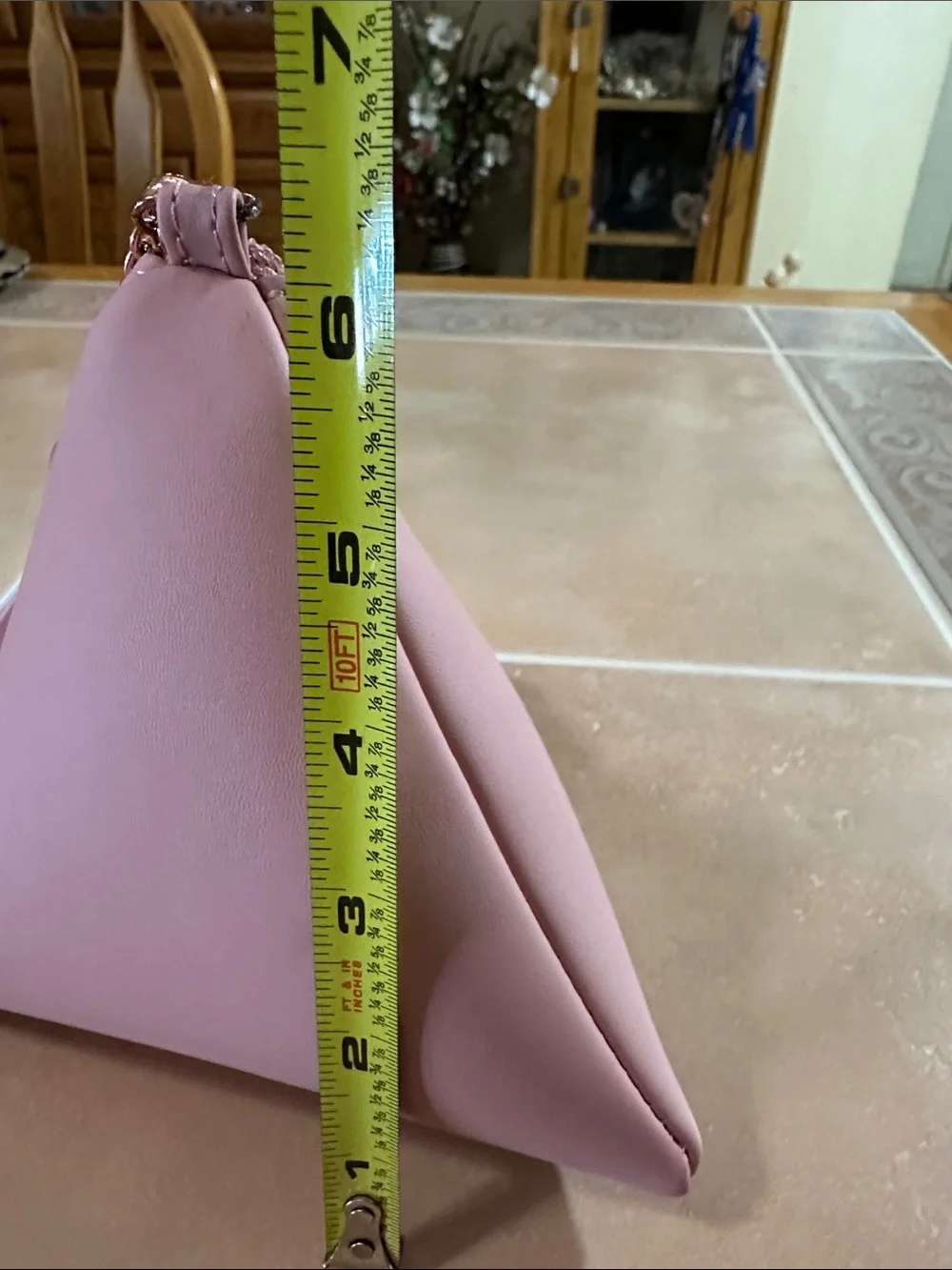 Women's Blush Pink Wristlet Clutch with Tassel & Pearl Charm